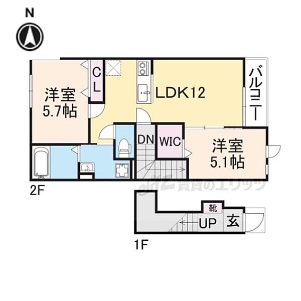 オリーブ高塚 202｜滋賀県甲賀市水口町高塚(賃貸アパート2LDK・2階・54.88㎡)の写真 その2