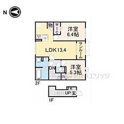 JR湖西線 近江今津駅 徒歩12分の賃貸アパート 2階2LDKの間取り