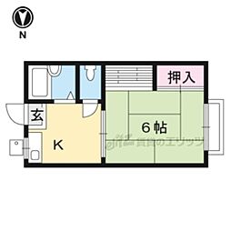 ツダハイツ 1Kの間取図画像