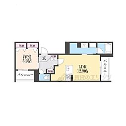 JR東海道・山陽本線 草津駅 徒歩19分の賃貸マンション 2階1LDKの間取り