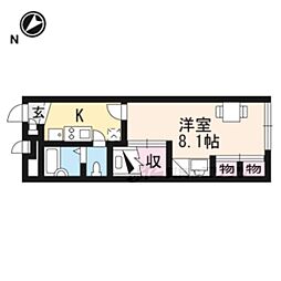 レオパレスクレールアピテ 1Kの間取図画像