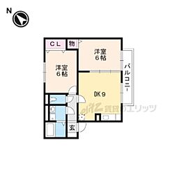 グローバルハウスEN 2DKの間取図画像