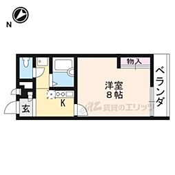 レオパレスEfini2 1Kの間取図画像