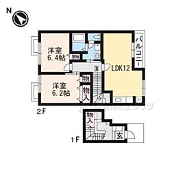 サニーコートA 2LDKの間取図画像
