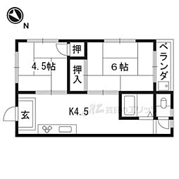 正田マンション2号棟 2DKの間取図画像