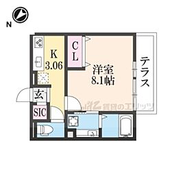 セゾニエ2 ワンルームの間取図画像