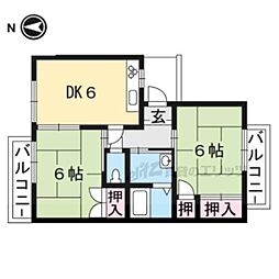 リバーブリッジハイツ 2DKの間取図画像