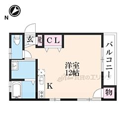 F・Kハイム ワンルームの間取図画像