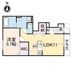 オリーブ高塚 1LDKの間取図画像