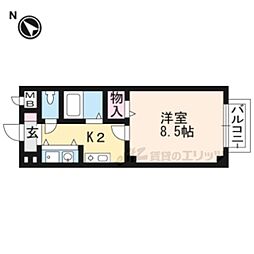 ベルクール 1Kの間取図画像