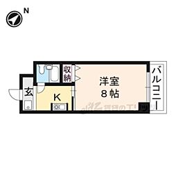 クローバーハイツ2 1Kの間取図画像