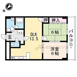 サンハイム野洲 2LDKの間取図画像