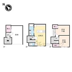 草津3丁目ガレージハウス北棟 2LDKの間取図画像