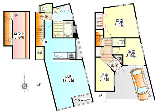 村越ハウス栄町 A｜神奈川県小田原市栄町３丁目(賃貸テラスハウス3LDK・1階・75.17㎡)の写真 その2