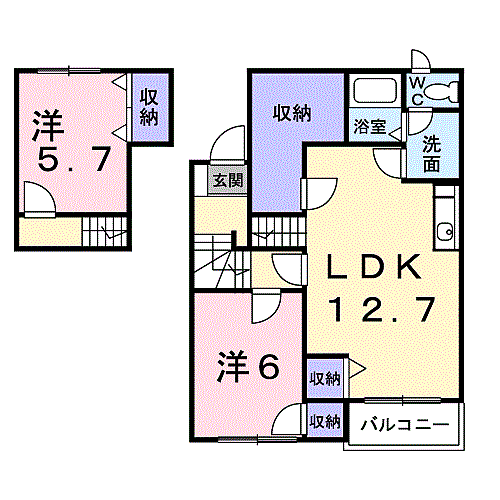 アルス　開成Ｂ 202｜神奈川県足柄上郡開成町吉田島(賃貸アパート2LDK・2階・65.14㎡)の写真 その2