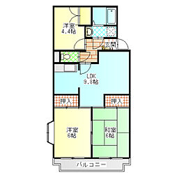 第1府川マンション 3階3LDKの間取り