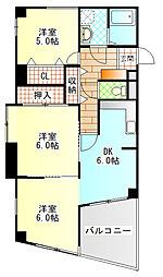 ベルデュール螢田 3DKの間取図画像