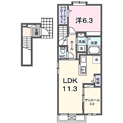 リオボーカ 1LDKの間取図画像