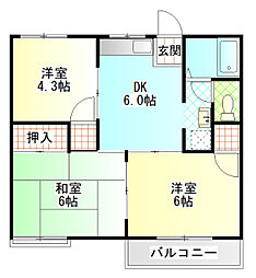 コーポちとせ 3DKの間取図画像