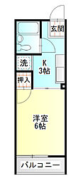 シティハイムエクセル2 1Kの間取図画像