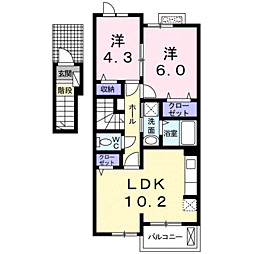 フリーデエレガンシア 2LDKの間取図画像