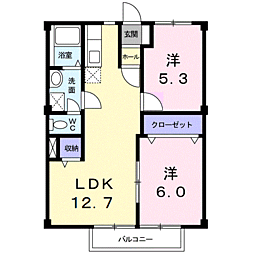 北斗館 2LDKの間取図画像