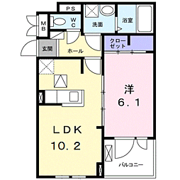 グレイスB 1LDKの間取図画像
