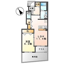アビエル 1LDKの間取図画像