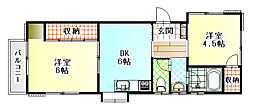 フジハイツ 2DKの間取図画像