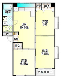 サユリマンション 3LDKの間取図画像