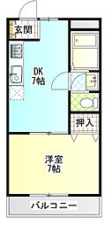 セイワハイツ 1DKの間取図画像