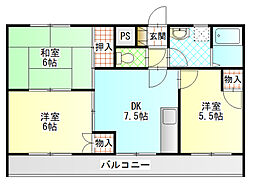 コーポ一の森 3DKの間取図画像