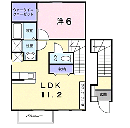 カルム若宮 1LDKの間取図画像