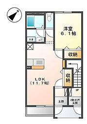 メゾンフォレスト2 1LDKの間取図画像