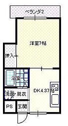 グリーンピア八日町 1Kの間取図画像
