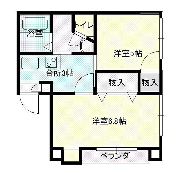 山形県山形市双葉町1丁目(賃貸アパート2K・3階・33.78㎡)の写真 その2