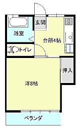 わたなべハイツ 1Kの間取図画像