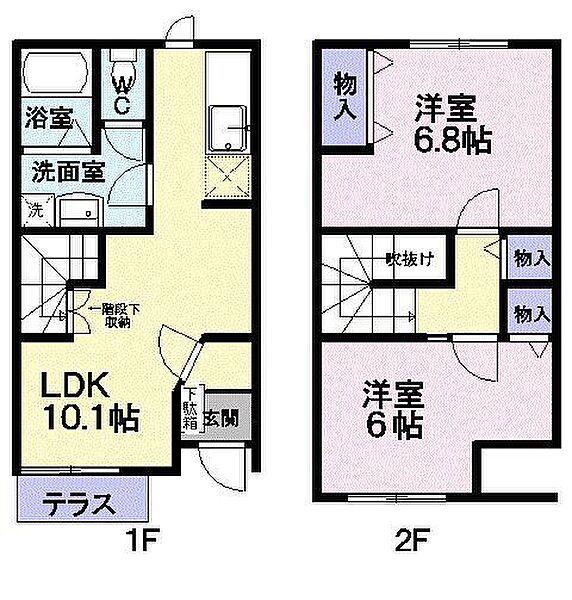 山形県山形市上桜田4丁目(賃貸アパート2LDK・1階・58.79㎡)の写真 その2