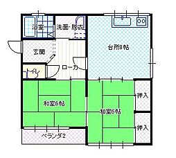 コーポ岡崎 2DKの間取図画像