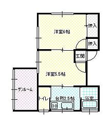 佐藤アパート 2Kの間取図画像