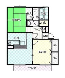 ボヌール峯 2LDKの間取図画像