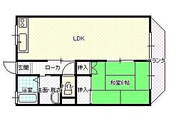 イーストヒルA 1LDKの間取図画像