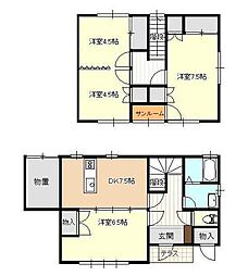 JR山形新幹線 山形駅 バス10分 青田下車 徒歩10分の賃貸一戸建て 4DKの間取り