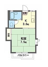 フラッツA 1Kの間取図画像