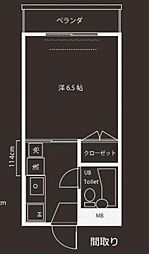 オクト・ベル 1Kの間取図画像