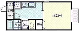 パルクヴェール下条 1Kの間取図画像