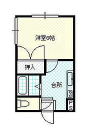 セントラルハイツ城南 1Kの間取図画像