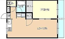 ラビットハウス下条 1LDKの間取図画像