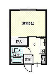 セントラルハイツ城南 1Kの間取図画像