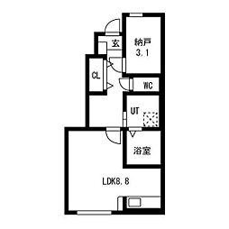 NJ HOUSE 花楯 ワンルームの間取図画像